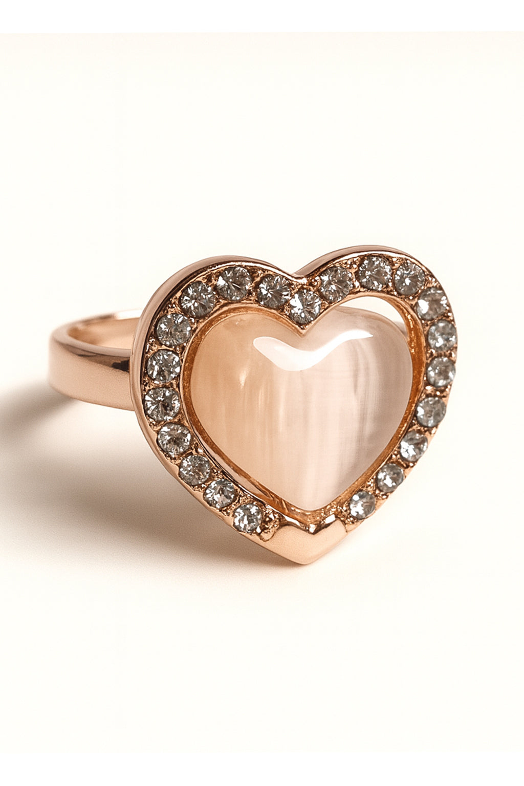 Jewello trendy rose gold-plated heart design with shimmering whit stone stud chain pendant set for women and girls.