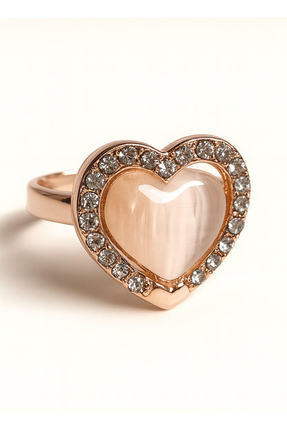 Jewello trendy rose gold-plated heart design with shimmering whit stone stud chain pendant set for women and girls.