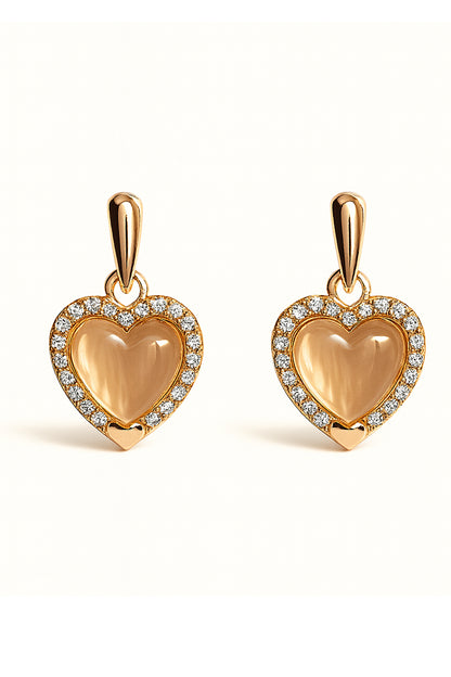 Jewello trendy rose gold-plated heart design with shimmering whit stone stud chain pendant set for women and girls.
