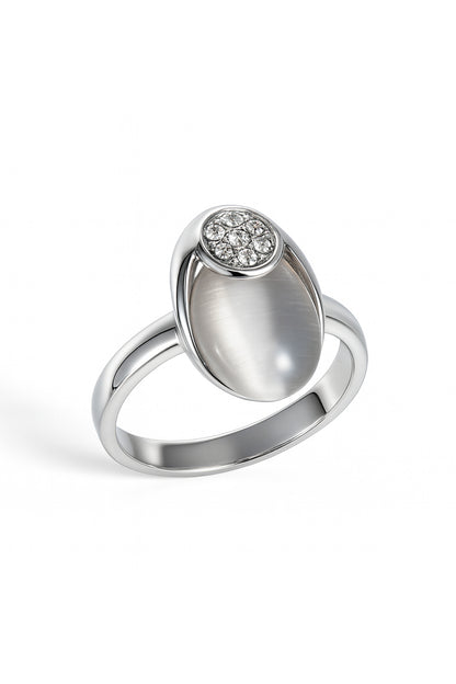 Jewello stylish silver-plated oval shape design with white stone stud chain pendant set for women and girls.