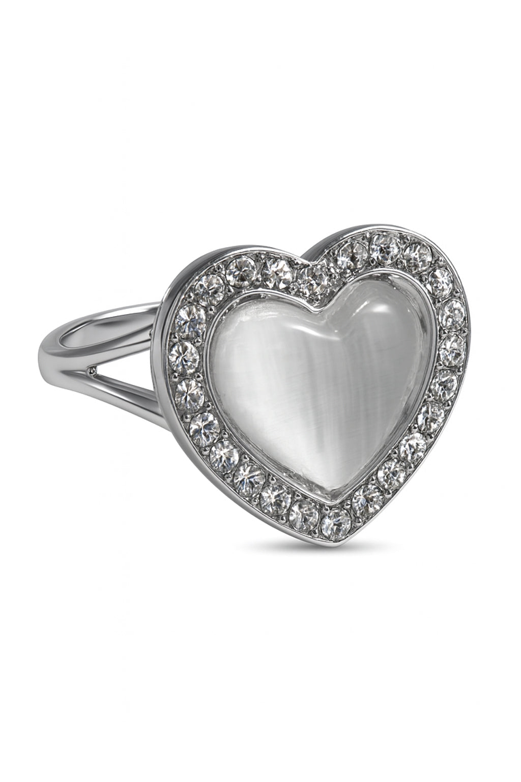 Jewello elegant silver-plated heart design with white stone stud sterling chain pendant set for women and girls.