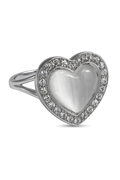 Jewello elegant silver-plated heart design with white stone stud sterling chain pendant set for women and girls.