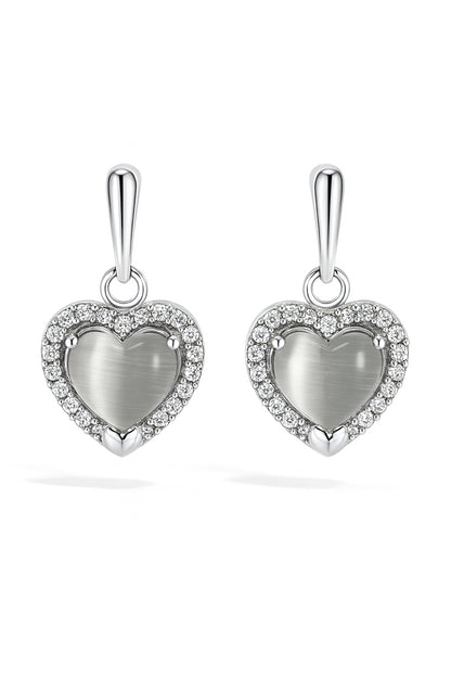 Jewello elegant silver-plated heart design with white stone stud sterling chain pendant set for women and girls.