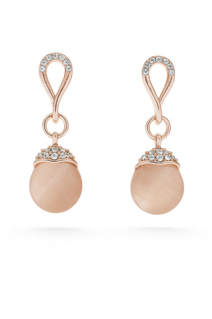 Jewello delicate rose gold plated with shimmering white stone stud pendant chain set for women and girls.