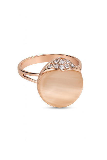 Jewello delicate rose gold plated with shimmering white stone stud pendant chain set for women and girls.