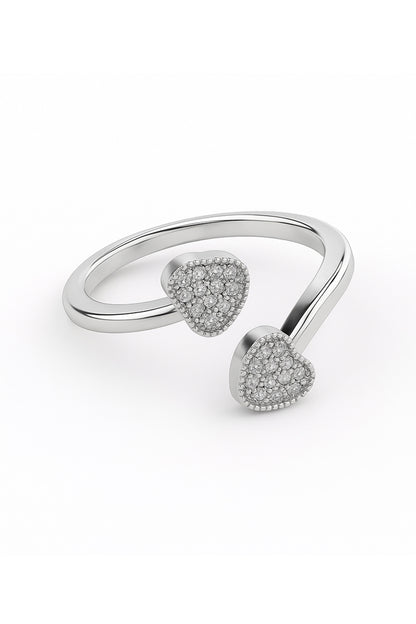 Jewello delicate silver plated and American diamond studded Adjustable finger ring for the women and girls.