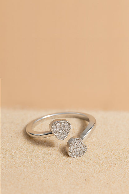 Jewello delicate silver plated and American diamond studded Adjustable finger ring for the women and girls.