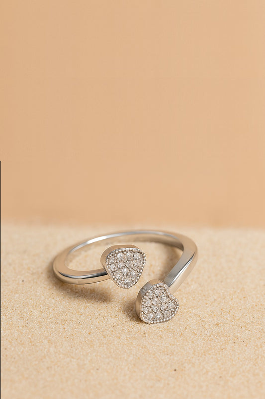 Jewello delicate silver plated and American diamond studded Adjustable finger ring for the women and girls.