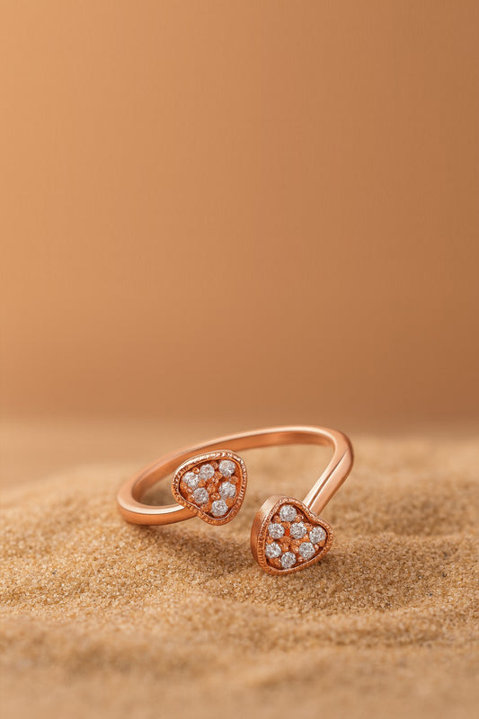 Jewello rose gold plated and studded American diamond illuminating adjustable finger ring for the women and girls.