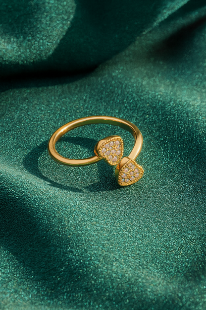 Jewello adorable gold plated and studded American diamond Adjustable finger ring for the women and girls.