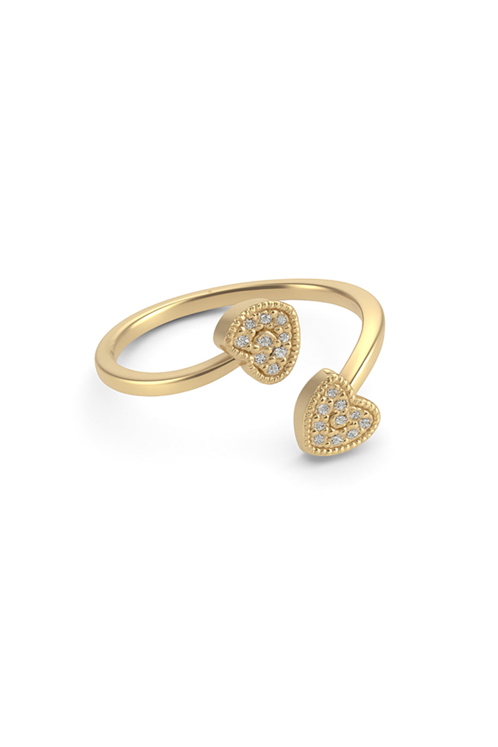 Jewello Adorable gold platted heart shape design and studded American diamond Adjustable finger ring for women and girls.