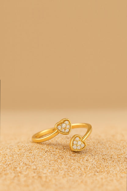 Jewello adorable gold plated and studded American diamond Adjustable finger ring for the women and girls.