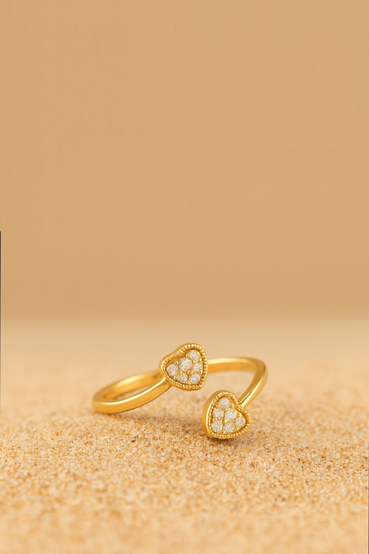 Jewello adorable gold plated and studded American diamond Adjustable finger ring for the women and girls.