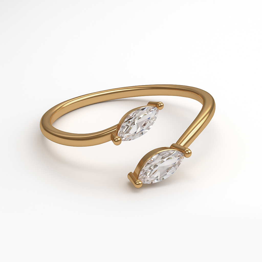 Jewello pretty gold-plated and studded shimmering American diamond Adjustable finger ring for the women and girls.