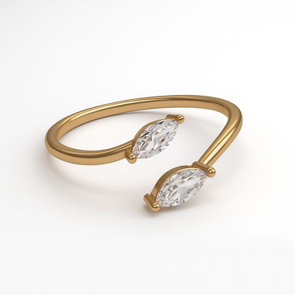 Jewello pretty gold-plated and studded shimmering American diamond Adjustable finger ring for the women and girls.