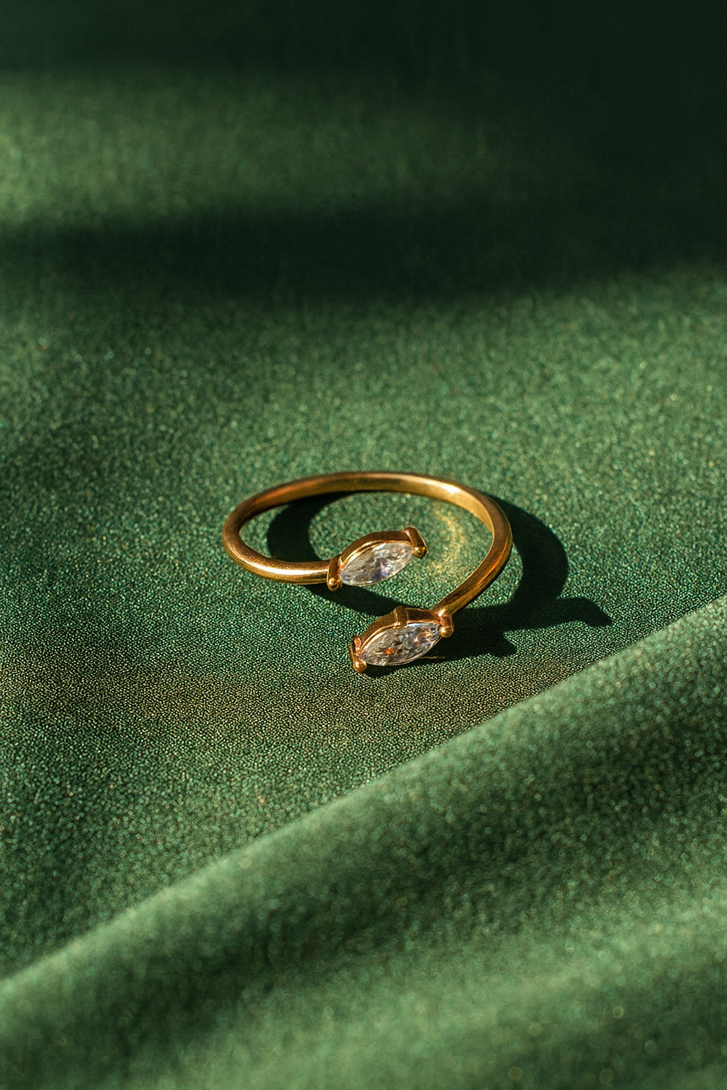 Jewello pretty gold-plated and studded shimmering American diamond Adjustable finger ring for the women and girls.