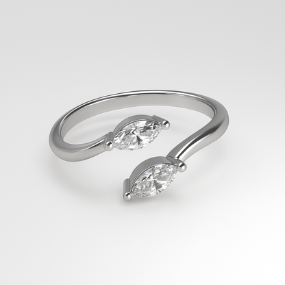 Jewello delicate adjustable silver plated and studded American diamond Adjustable finger ring for the girls and women.