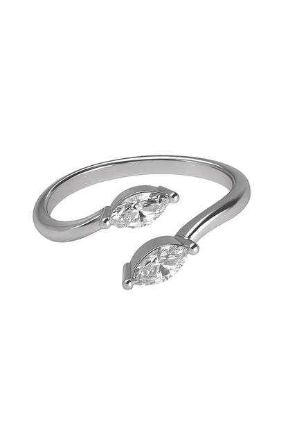 Jewello delicate adjustable silver plated and studded American diamond Adjustable finger ring for the girls and women.