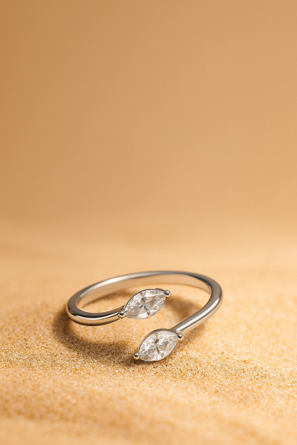 Jewello delicate adjustable silver plated and studded American diamond Adjustable finger ring for the girls and women.