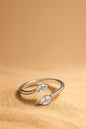 Jewello delicate adjustable silver plated and studded American diamond Adjustable finger ring for the girls and women.