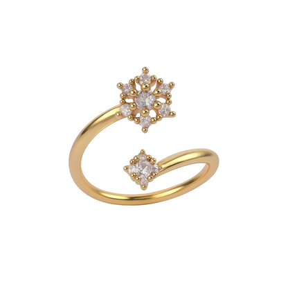 Jewello gold plated fascinating floral design and studded American diamond Adjustable finger ring for the women and girls.