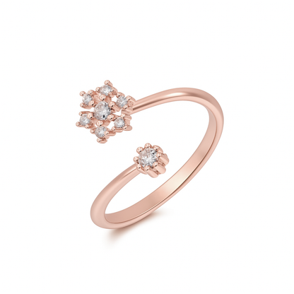 Jewello Rose gold plated floral design and studded American diamond Adjustable finger ring for the women and girls.