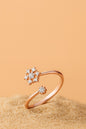 Jewello Rose gold plated floral design and studded American diamond Adjustable finger ring for the women and girls.