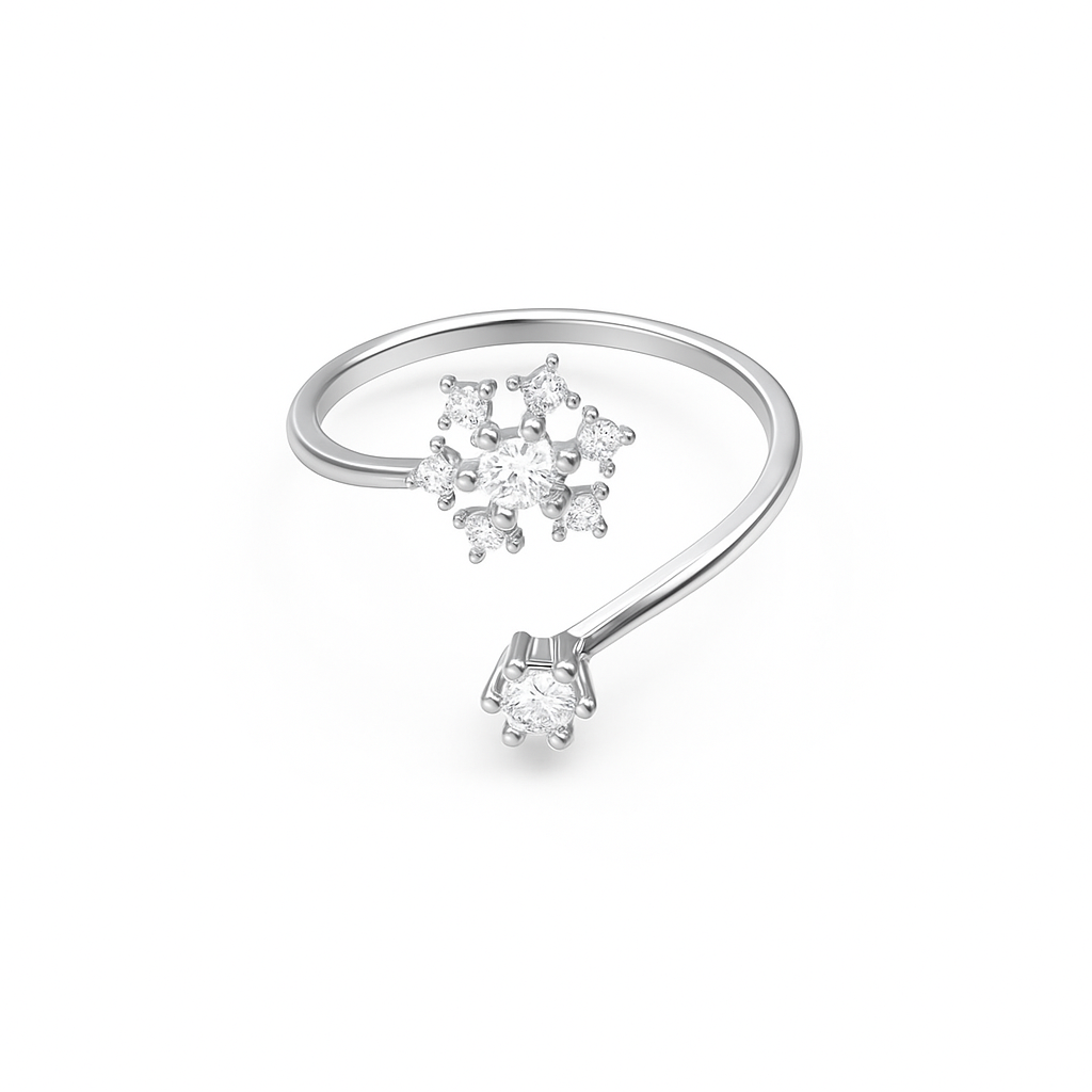Jewello elegant silver plated and studded American diamond finger ring for the women and girls.