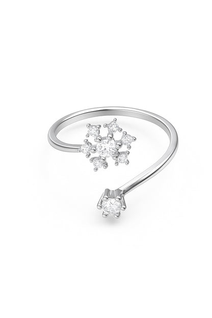 Jewello elegant silver plated and studded American diamond finger ring for the women and girls.