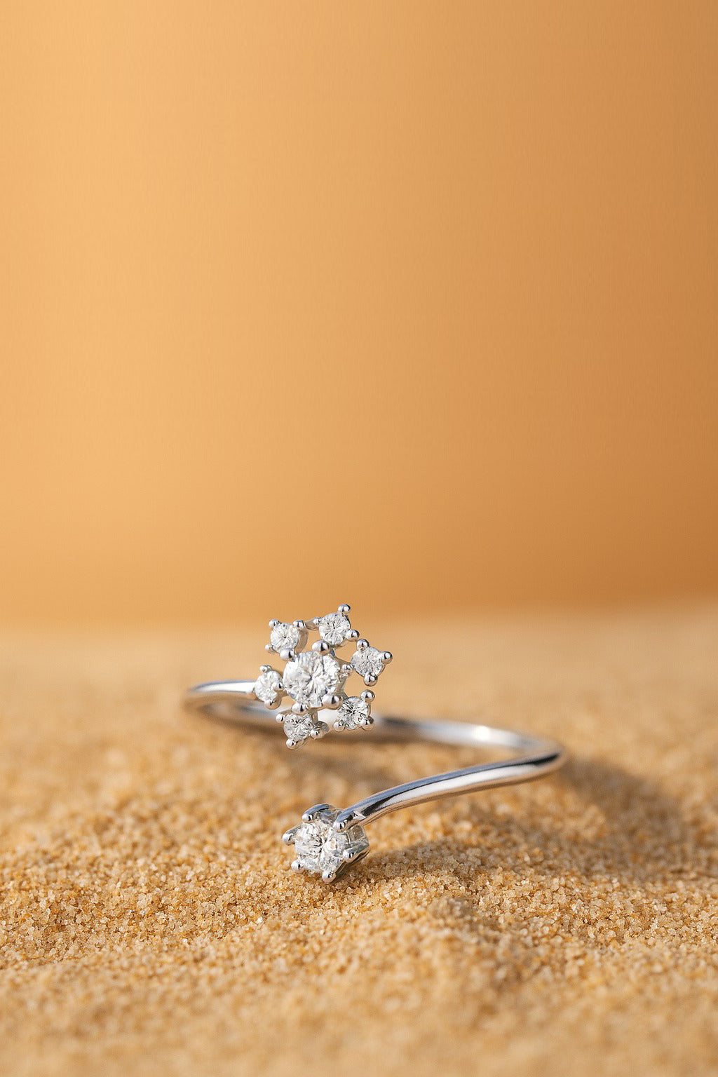Jewello elegant silver plated and studded American diamond finger ring for the women and girls.