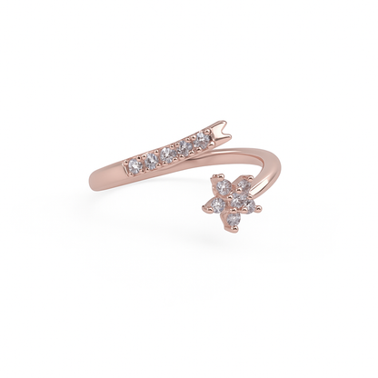 Jewello graceful rose gold-plated floral design with a studded American diamond Adjustable finger ring for the women and girls.