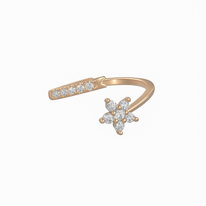 Jewello sizzling gold plated floral design with a studded American diamond Adjustable finger ring for women and girls.