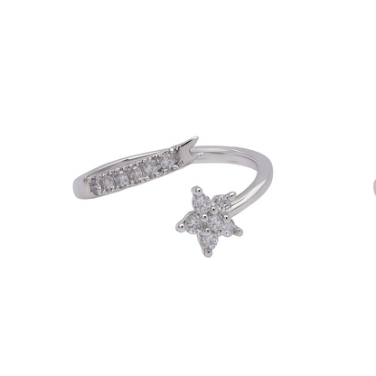 Jewello fancy oxidizes silver floral design with a studded American diamond Adjustable finger ring for the women and girls.