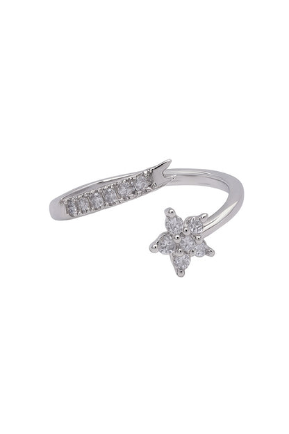 Jewello fancy oxidizes silver floral design with a studded American diamond Adjustable finger ring for the women and girls.