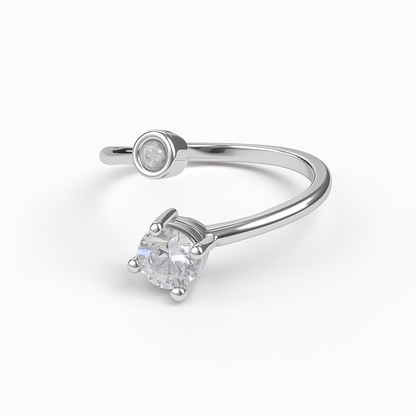 Jewello twinkling silver plated and shimmering studded American diamond Adjustable finger ring for women and girls.