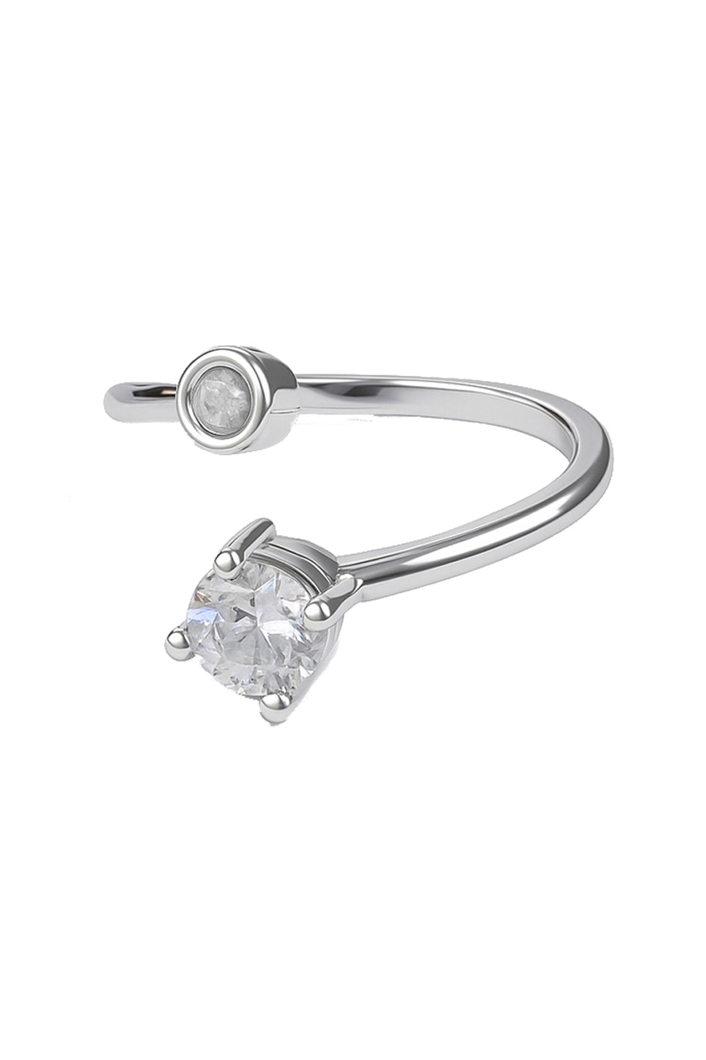 Jewello twinkling silver plated and shimmering studded American diamond Adjustable finger ring for women and girls.