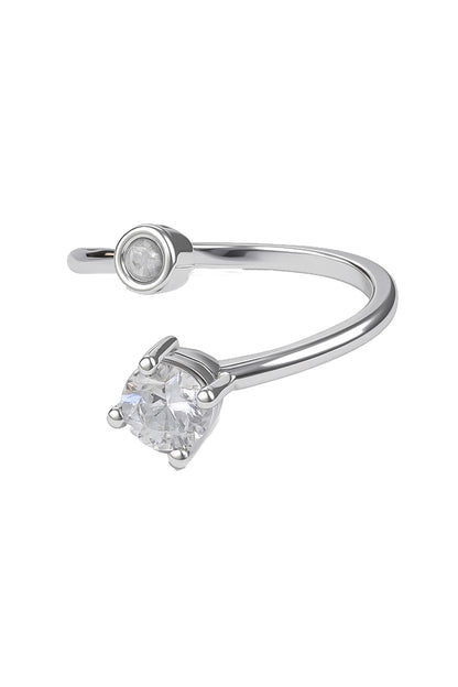 Jewello twinkling silver plated and shimmering studded American diamond Adjustable finger ring for women and girls.