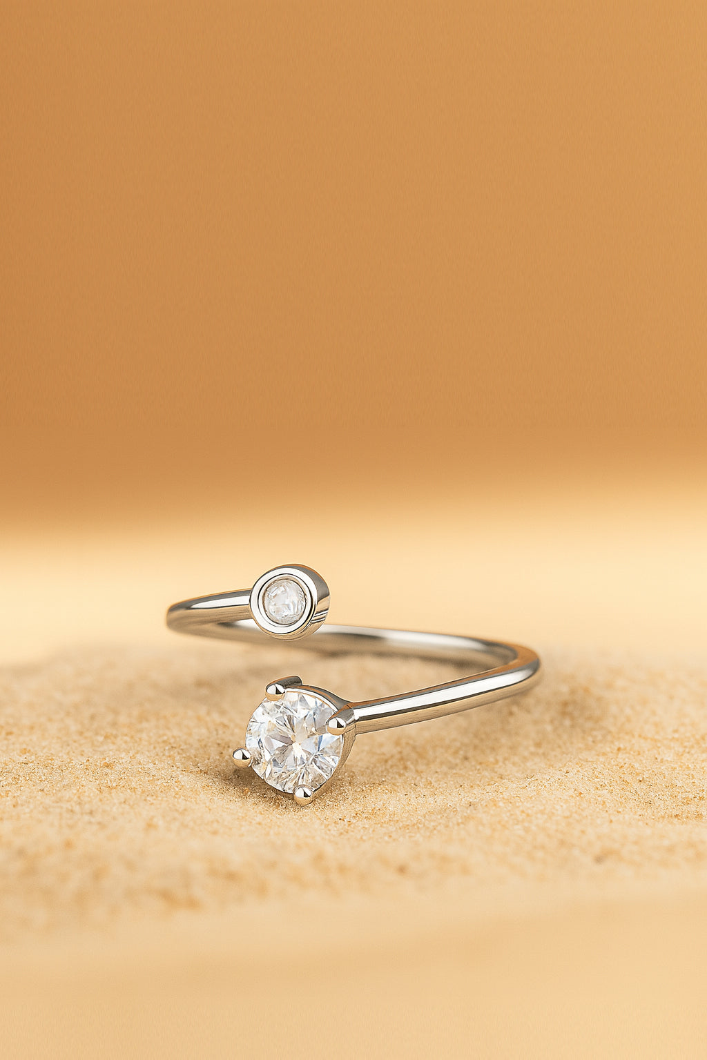 Jewello twinkling silver plated and shimmering studded American diamond Adjustable finger ring for women and girls.