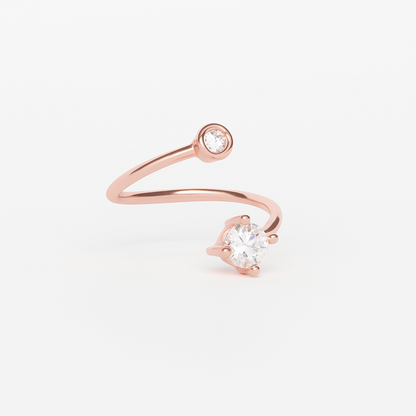 Jewello rose gold plated elite studded shimmering white diamond Adjustable finger ring for the women and girls.