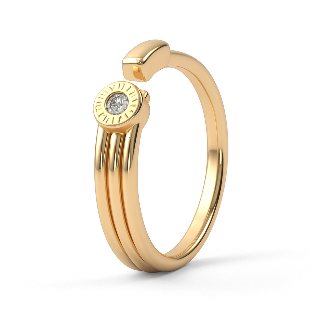 Jewello elegant gold plated and studded American diamond Adjustable finger ring for the women and girls.