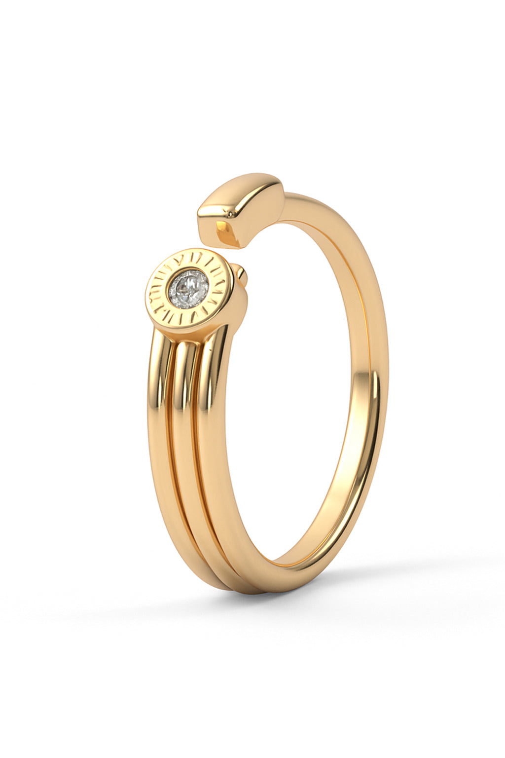 Jewello elegant gold plated and studded American diamond Adjustable finger ring for the women and girls.