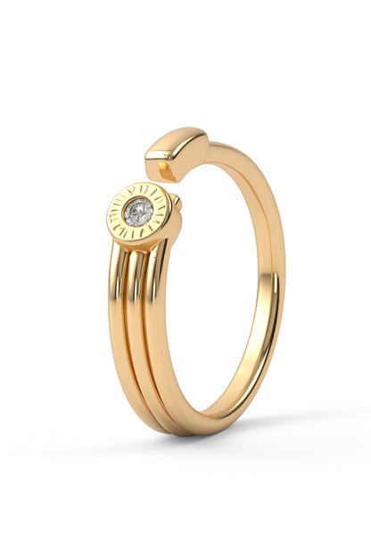 Jewello elegant gold plated and studded American diamond Adjustable finger ring for the women and girls.