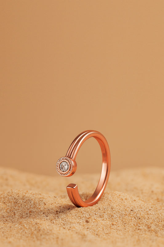 Jewello adorable rose gold plated and studded American diamond Adjustable finger ring for the women and girls.