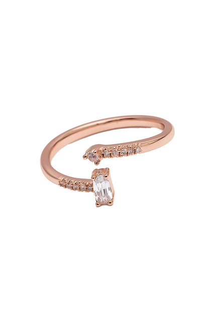Jewello simple glorious rose gold plated and studded American diamond Adjustable finger ring for the women and girls.
