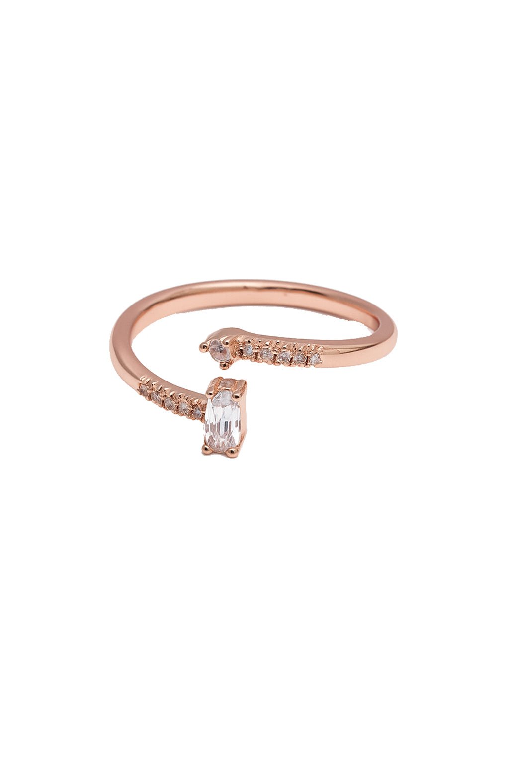 Jewello simple glorious rose gold plated and studded American diamond Adjustable finger ring for the women and girls.