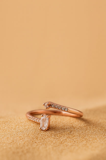 Jewello simple glorious rose gold plated and studded American diamond Adjustable finger ring for the women and girls.