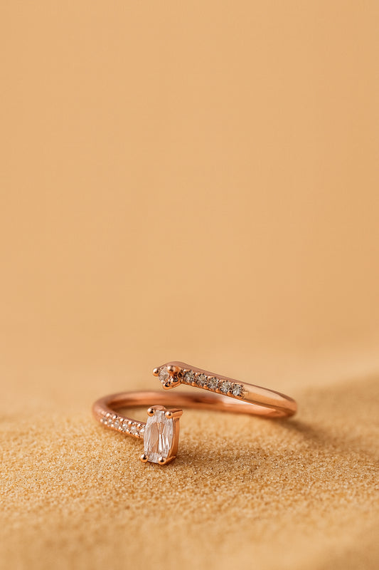 Jewello simple glorious rose gold plated and studded American diamond Adjustable finger ring for the women and girls.
