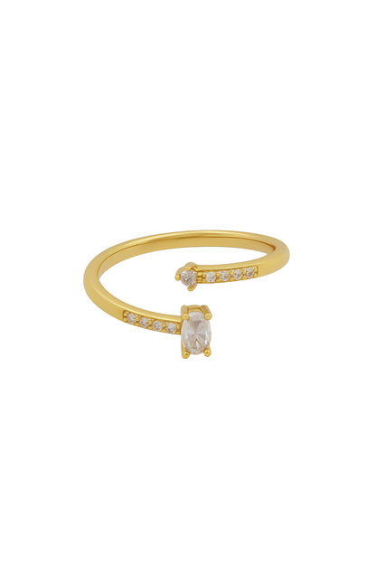 Jewello simple and fancy gold-plated adjustable finger ring for women and girls.