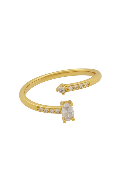 Jewello simple and fancy gold-plated adjustable finger ring for women and girls.
