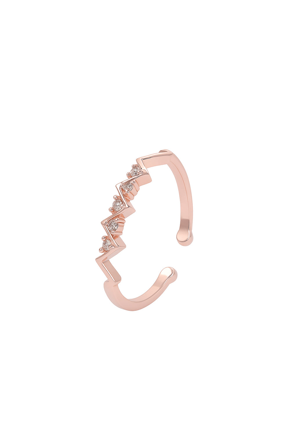 Jewello charming zig-zag rose gold plated and studded American diamond Adjustable finger ring for the women and girls.